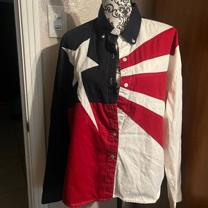 Men’s Panhandle Slim Texas USA Flag Patriotic Long Sleeve Button Up Western XL